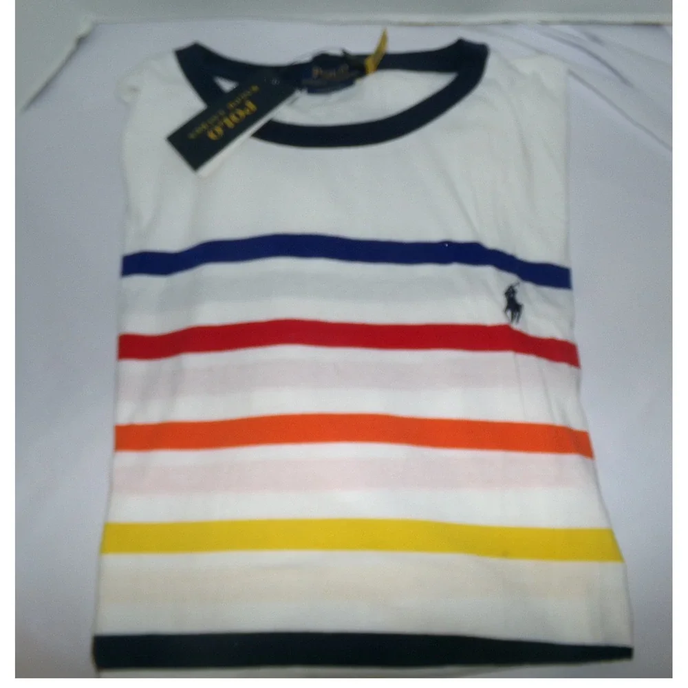 Polo Ralph Lauren Mens XXL Multi Color Striped Classic Fit Crew Neck T-Shirt NWT